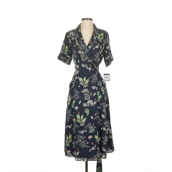 RACHEL Rachel Roy Navy Floral Midi Dress - Picture 1 of 4